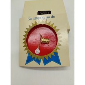 Vintage Avon "In Everything You Do" Sewing Lapel Pin Gold Tone